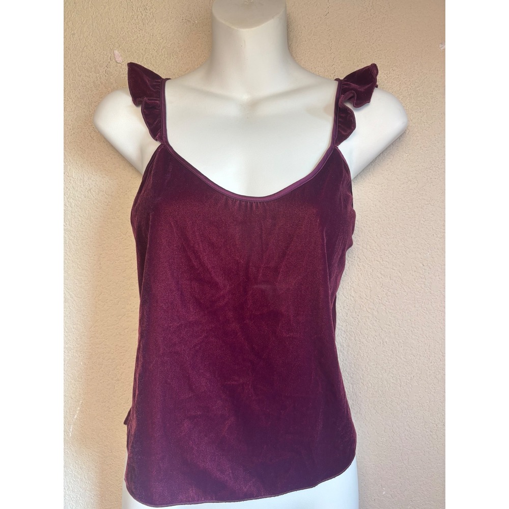 NWT Victorias Secret Plum Burgundy Velvet Ruffle Strap Camisole Top Small